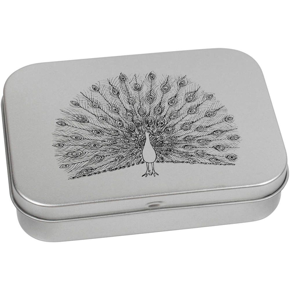 110mm 'Peacock' Metal Hinged Tin / Storage Box (TT00024706)