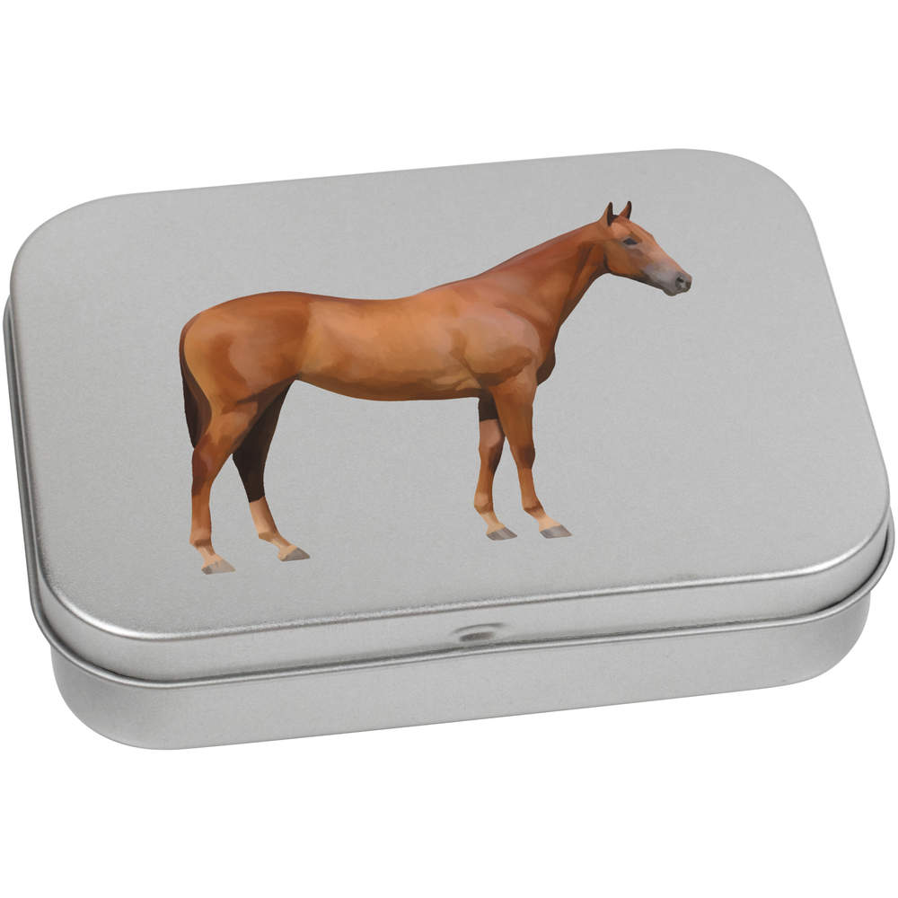 'Horse' Metal Hinged Storage Tin - 110mm x 80mm - Keepsake Box for Stationery, Crafts, Sweets and Small Gifts (TT00103493)