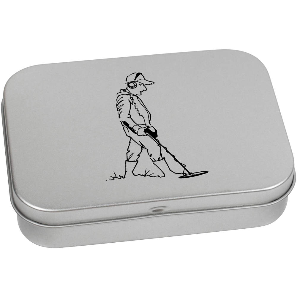 110mm 'Metal Detector Man' Metal Hinged Tin / Storage Box (TT00107755)