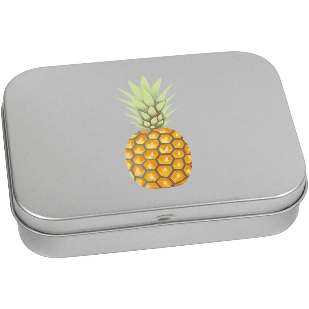 'Pineapple' Metal Hinged Storage Tin - 110mm x 80mm - Keepsake Box for Stationery, Crafts, Sweets and Small Gifts (TT00113173)