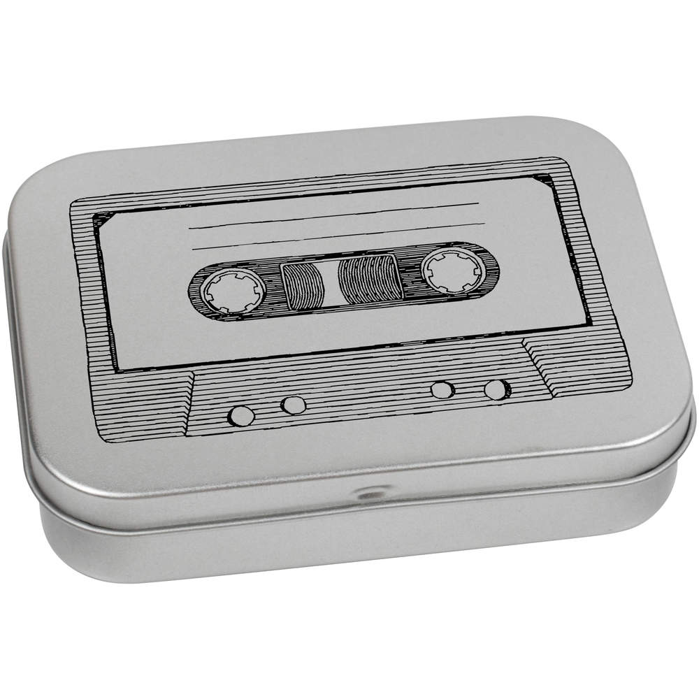 'Cassette Tape' Metal Hinged Storage Tin - 110mm x 80mm - Keepsake Box for Stationery, Crafts, Sweets and Small Gifts (TT00128410)