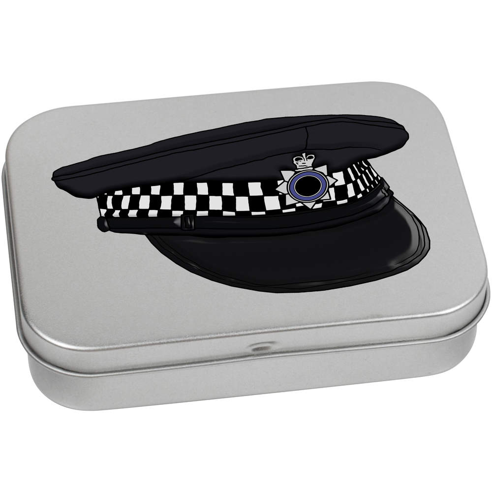 110mm 'Police Hat' Metal Hinged Tin / Storage Box (TT00165533)