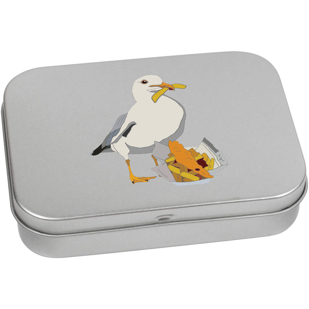 'Cheeky Seagull' Metal Hinged Storage Tin - 110mm x 80mm - Keepsake Box for Stationery, Crafts, Sweets and Small Gifts (TT00165901)