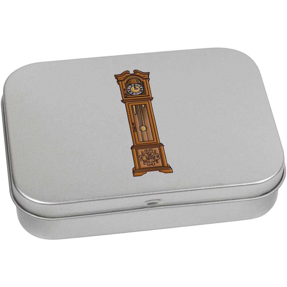 'Grandfather Clock' Metal Hinged Storage Tin - 110mm x 80mm - Keepsake Box for Stationery, Crafts, Sweets and Small Gifts (TT00171859)