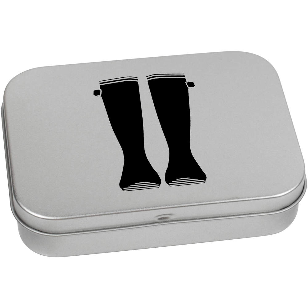 'Rubber Boots' Metal Hinged Storage Tin - 110mm x 80mm - Keepsake Box for Stationery, Crafts, Sweets and Small Gifts (TT00199060)