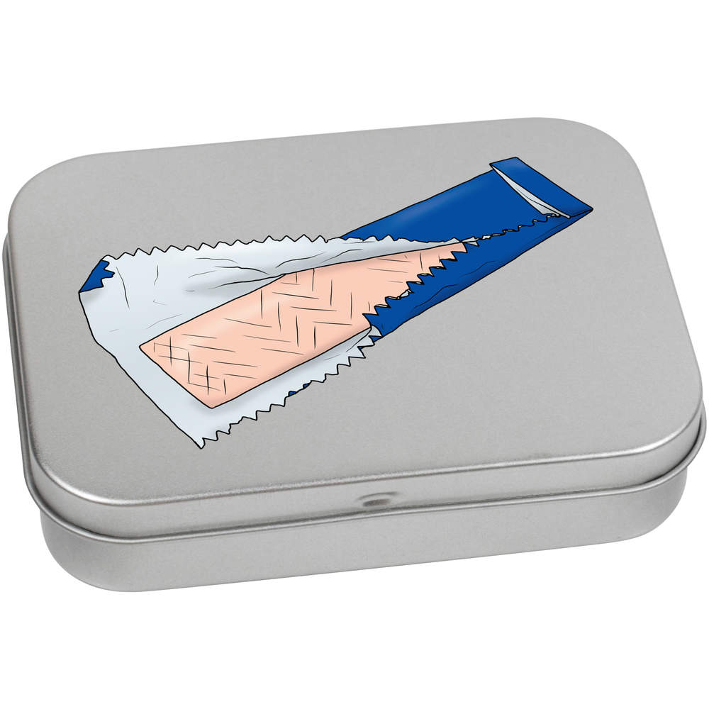 'Chewing Gum' Metal Hinged Storage Tin - 110mm x 80mm - Keepsake Box for Stationery, Crafts, Sweets and Small Gifts (TT00205774)