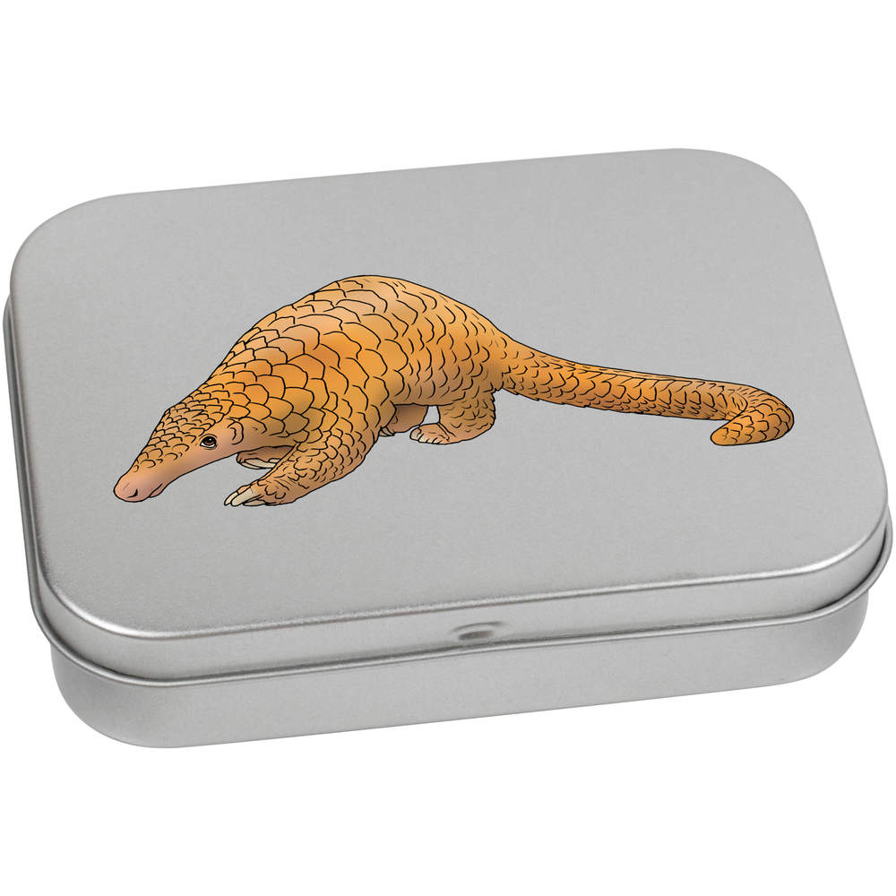 'Cute Pangolin' Metal Hinged Storage Tin - 110mm x 80mm - Keepsake Box for Stationery, Crafts, Sweets and Small Gifts (TT00209875)