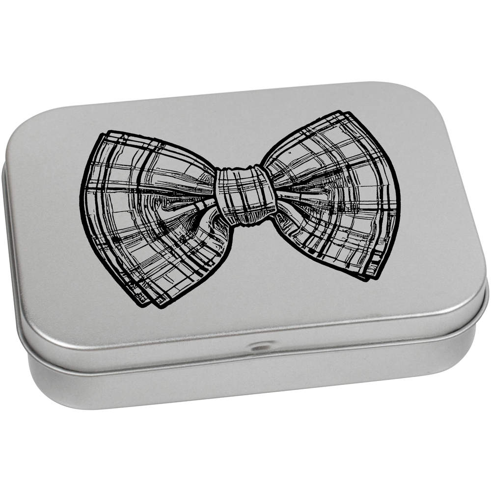 110mm 'Scottish Tartan Bow Tie' Metal Hinged Tin / Storage Box (TT00239377)
