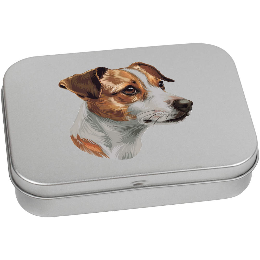 'Jack Russel Terrier' Metal Hinged Storage Tin - 110mm x 80mm - Keepsake Box for Stationery, Crafts, Sweets and Small Gifts (TT00251845)