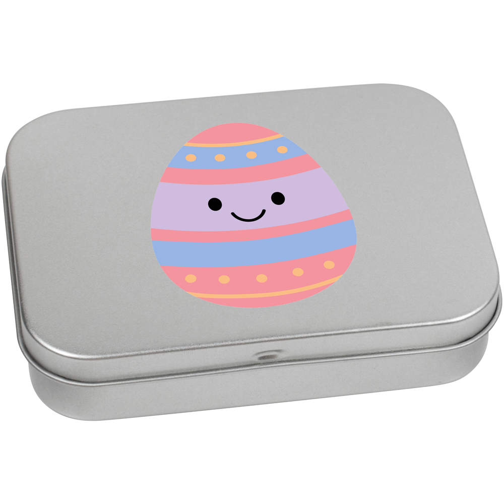 'Happy Easter Egg' Metal Hinged Storage Tin - 110mm x 80mm - Keepsake Box for Stationery, Crafts, Sweets and Small Gifts (TT00325339)