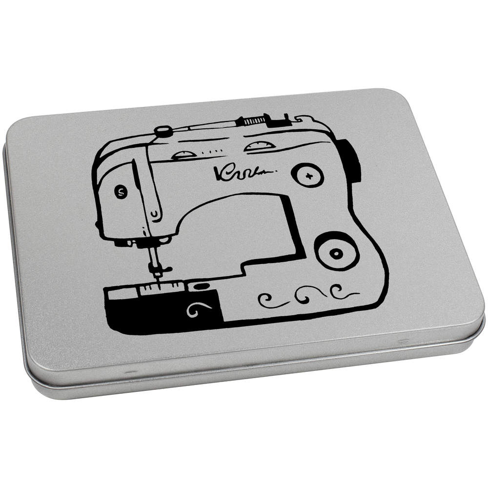 170mm 'Sewing Machine' Metal Hinged Tin / Storage Box (TT00025870)
