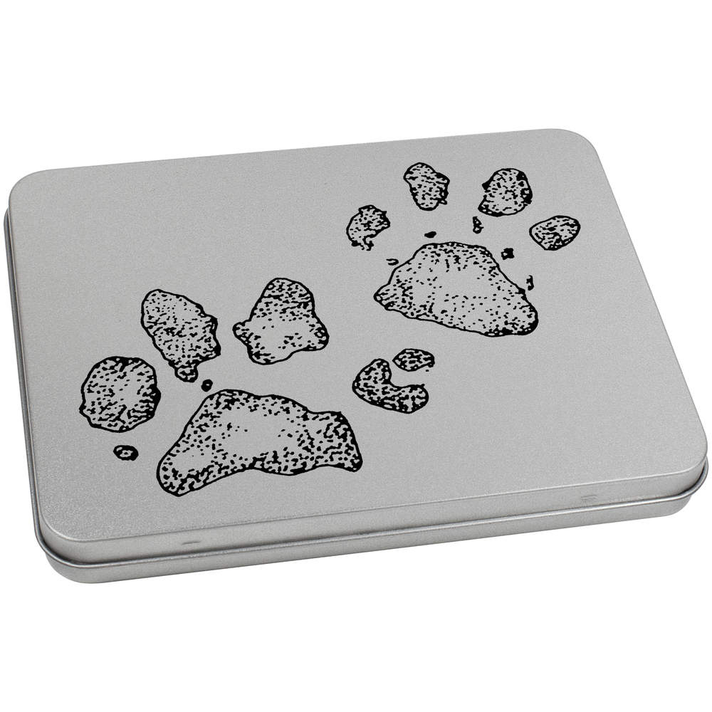 170mm 'Muddy Paw Prints' Metal Hinged Tin / Storage Box (TT00038789)