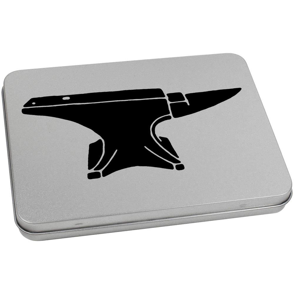 'Anvil' Metal Hinged Storage Tin - 170mm x 130mm - Keepsake Box for Stationery, Crafts, Sweets and Small Gifts (TT00085130)