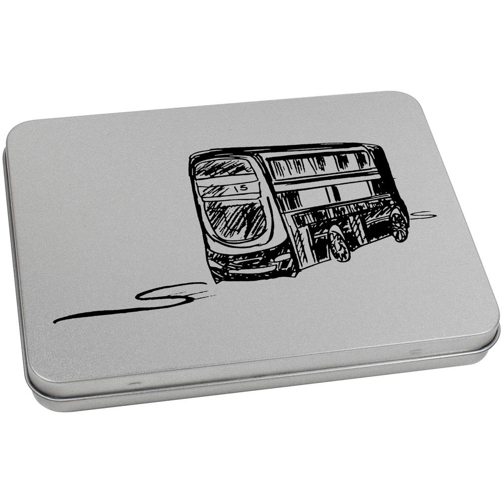 'London Bus' Metal Hinged Storage Tin - 170mm x 130mm - Keepsake Box for Stationery, Crafts, Sweets and Small Gifts (TT00089231)
