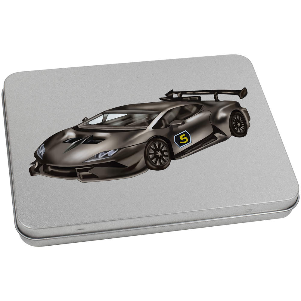 'Race Car' Metal Hinged Storage Tin - 170mm x 130mm - Keepsake Box for Stationery, Crafts, Sweets and Small Gifts (TT00101590)