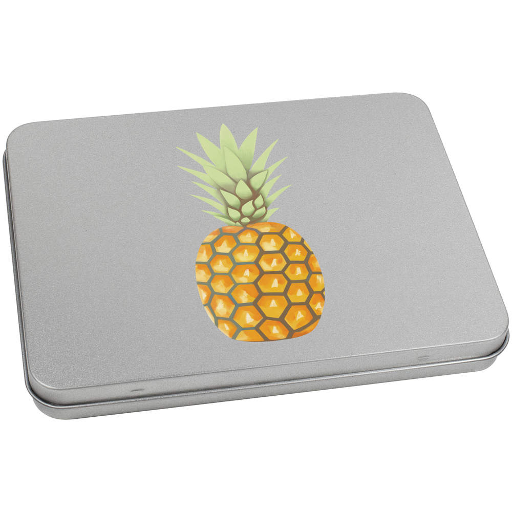 'Pineapple' Metal Hinged Storage Tin - 170mm x 130mm - Keepsake Box for Stationery, Crafts, Sweets and Small Gifts (TT00113174)