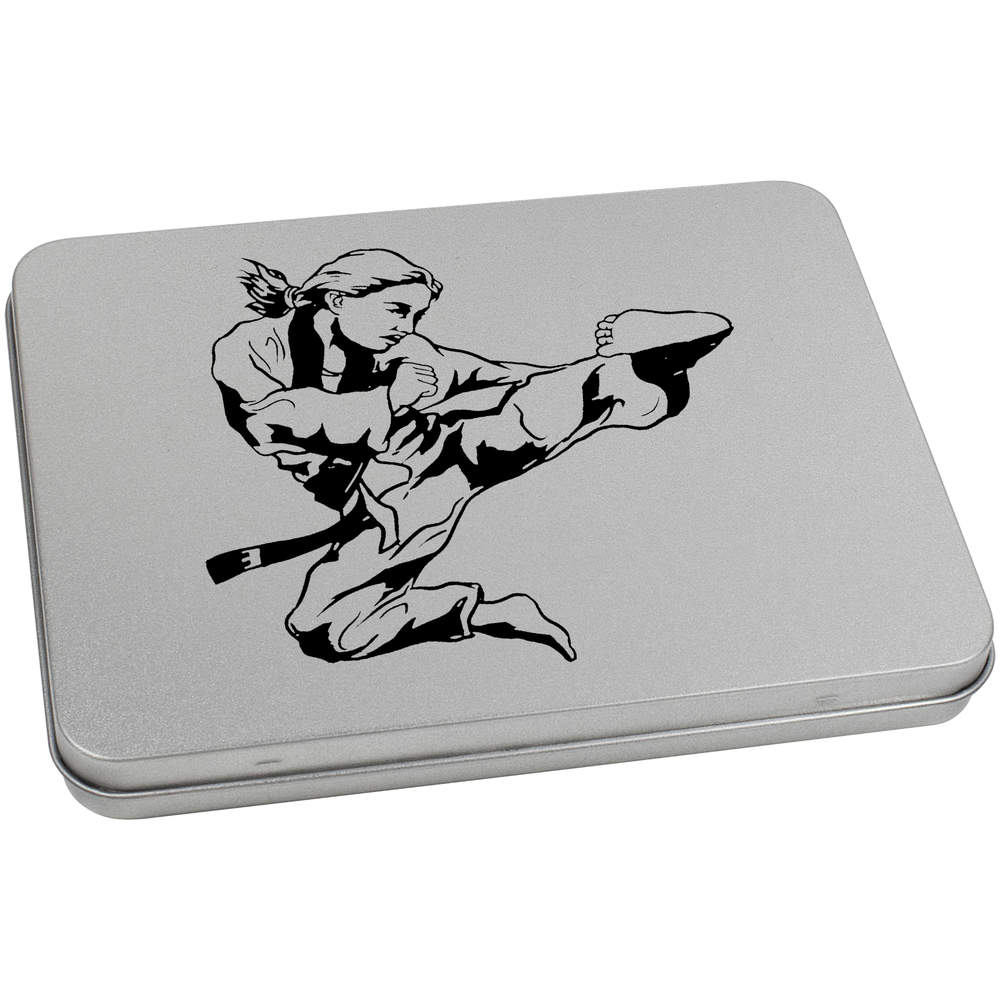 170mm 'Karate Kick' Metal Hinged Tin / Storage Box (TT00124367)
