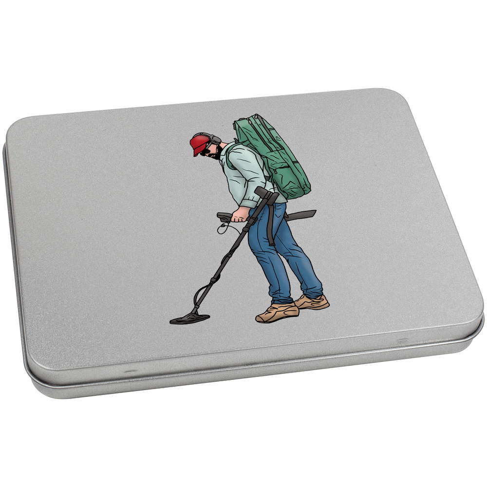 170mm 'Metal Detecting' Metal Hinged Tin / Storage Box (TT00175508)