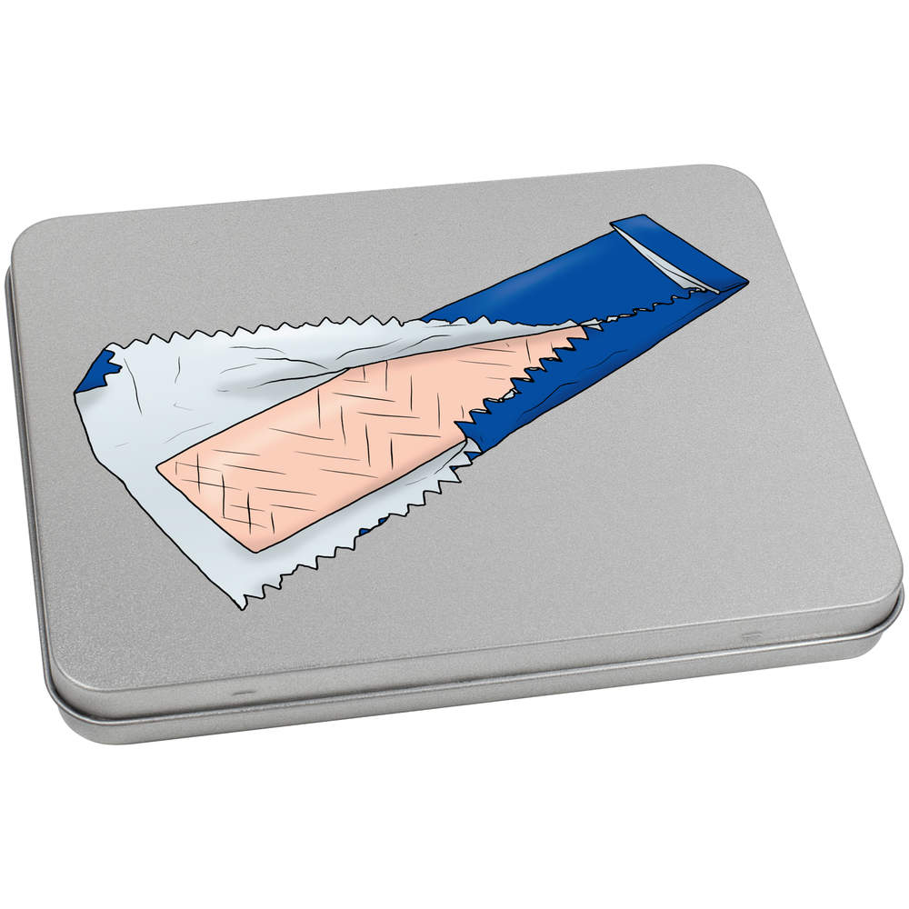 'Chewing Gum' Metal Hinged Storage Tin - 170mm x 130mm - Keepsake Box for Stationery, Crafts, Sweets and Small Gifts (TT00205775)