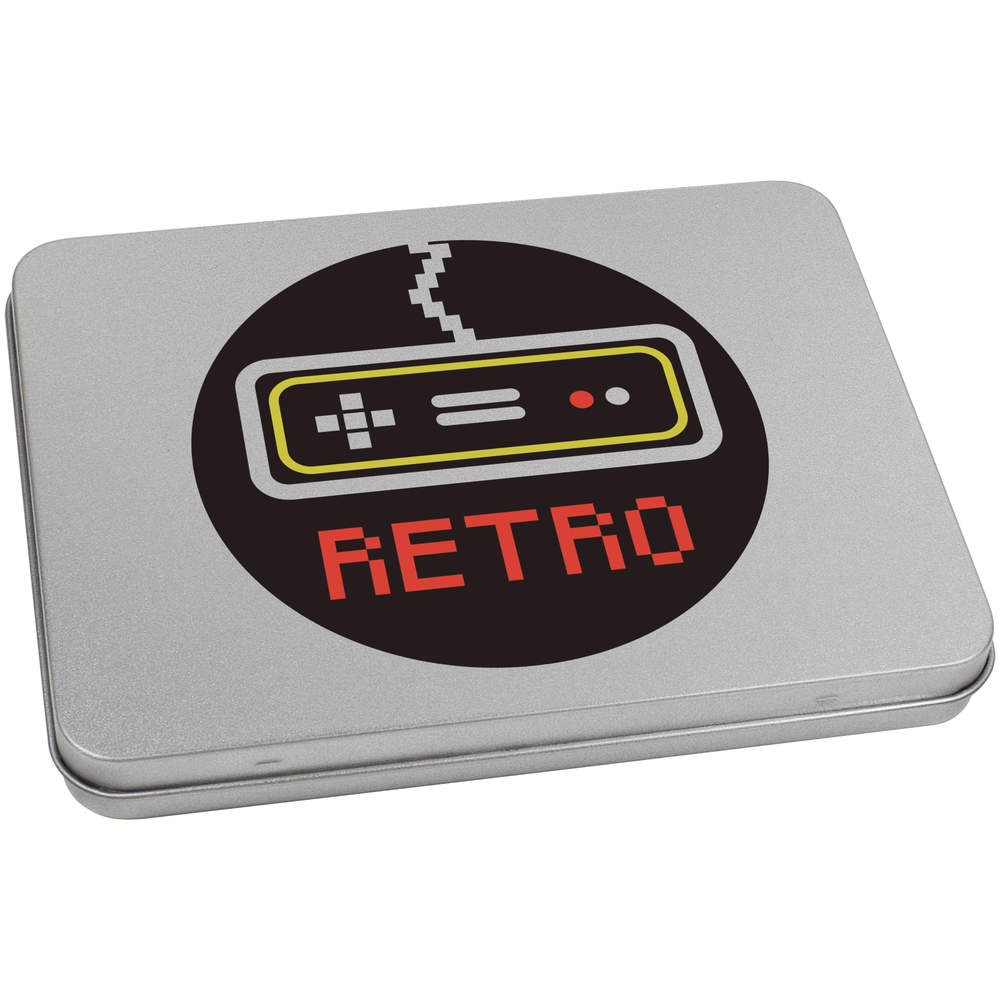 'Retro Game Controller' Metal Hinged Storage Tin - 170mm x 130mm - Keepsake Box for Stationery, Crafts, Sweets and Small Gifts (TT00223649)