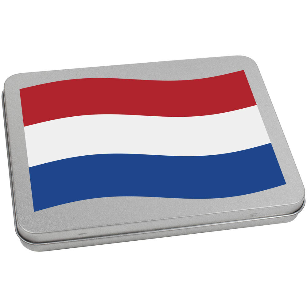 'Waving Dutch Flag' Metal Hinged Storage Tin - 170mm x 130mm - Keepsake Box for Stationery, Crafts, Sweets and Small Gifts (TT00227435)