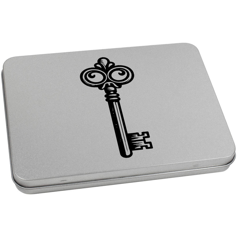 170mm 'Antique Vintage Key' Metal Hinged Tin / Storage Box (TT00241646)