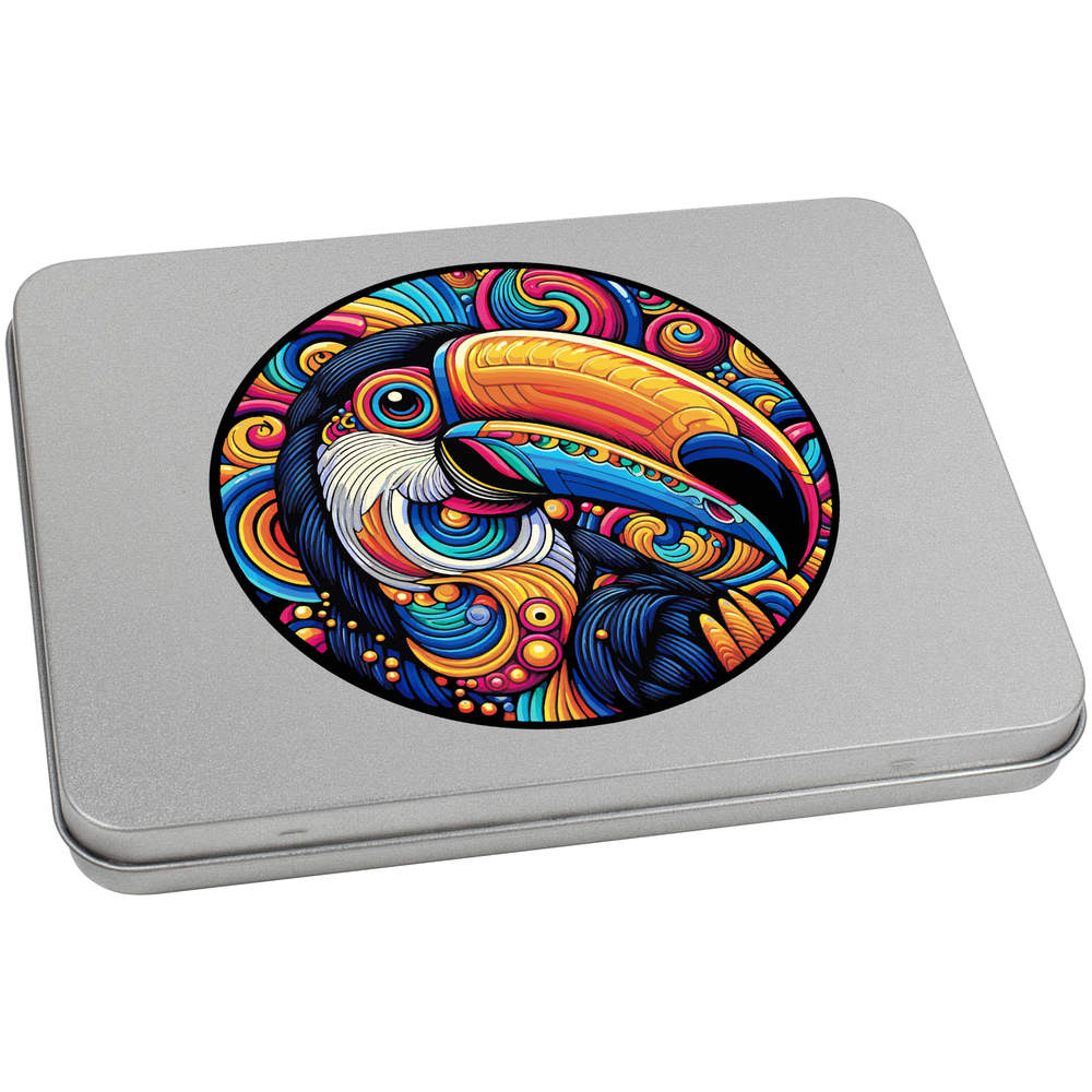 170mm 'Pop Art Toucan' Metal Hinged Tin / Storage Box (TT00242696)