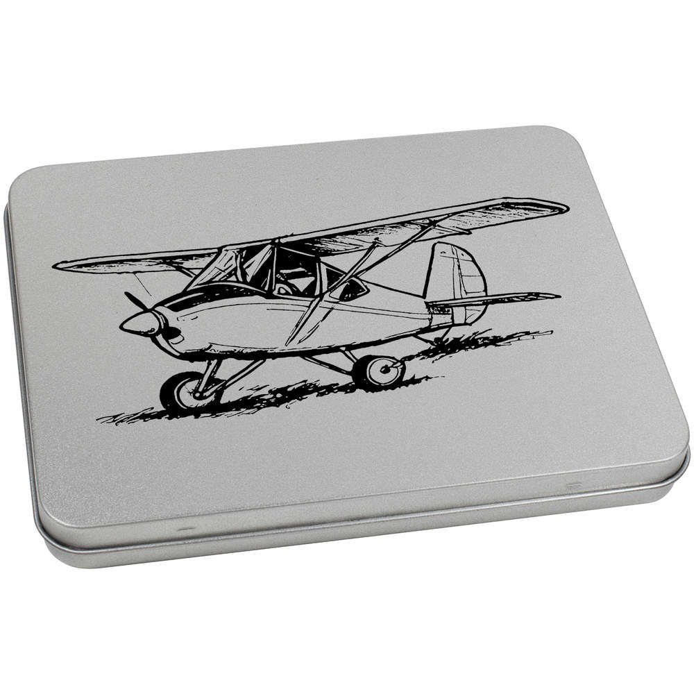 170mm 'Microlight Aircraft' Metal Hinged Tin / Storage Box (TT00248117)