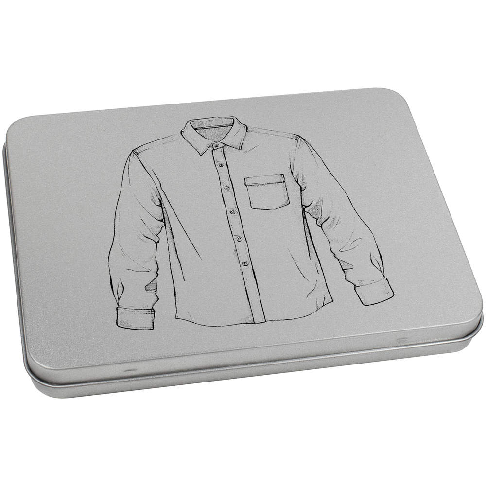 'Men's Shirt' Metal Hinged Storage Tin - 170mm x 130mm - Keepsake Box for Stationery, Crafts, Sweets and Small Gifts (TT00251264)