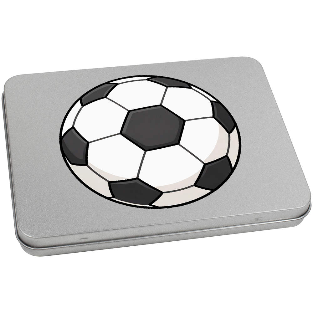 'Football' Metal Hinged Storage Tin - 170mm x 130mm - Keepsake Box for Stationery, Crafts, Sweets and Small Gifts (TT00323678)