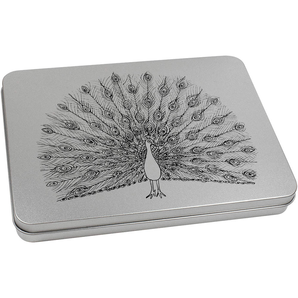 220mm 'Peacock' Metal Hinged Tin / Storage Box (TT00024708)