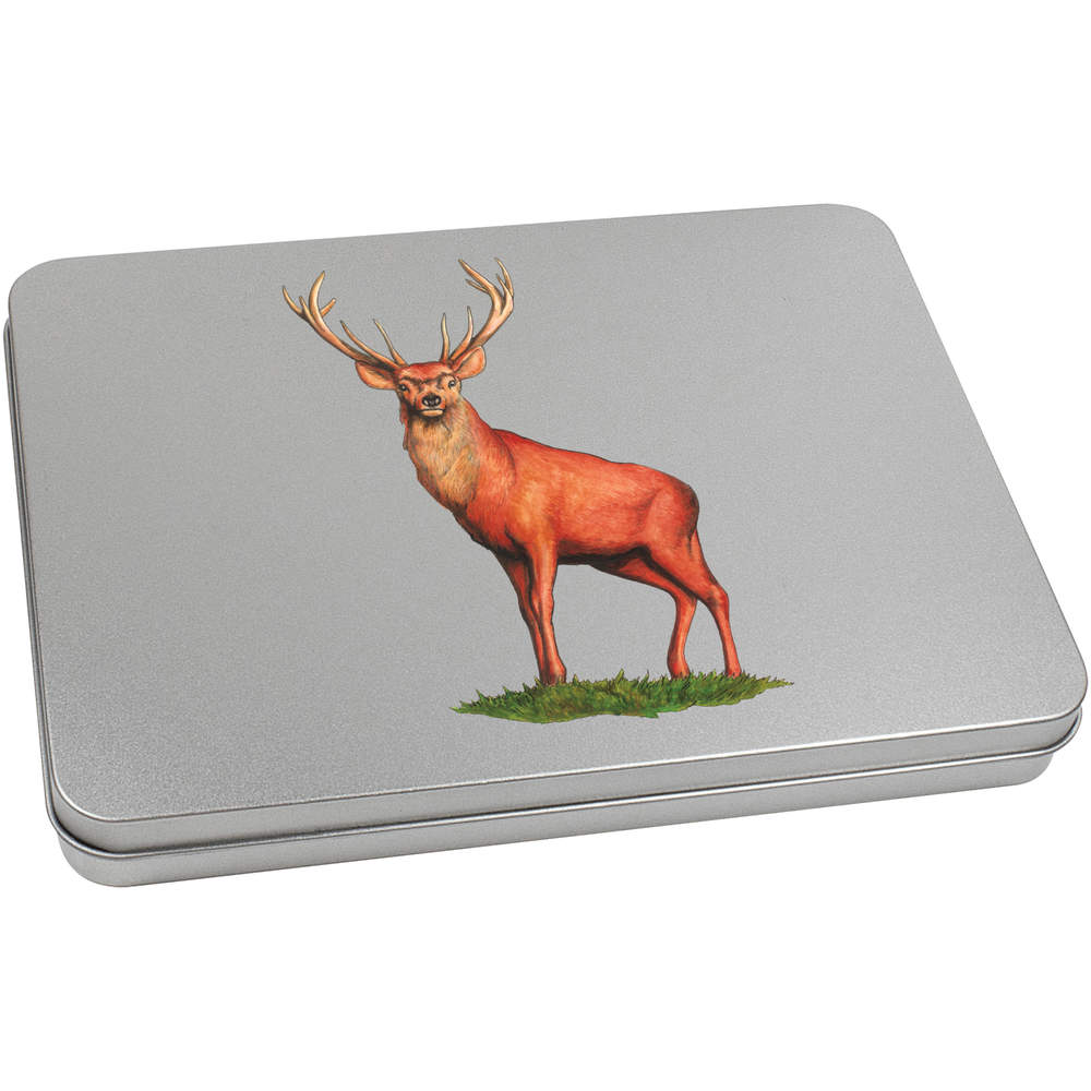 'Red Deer Stag' Metal Hinged Tin / Storage Box (TT022049)
