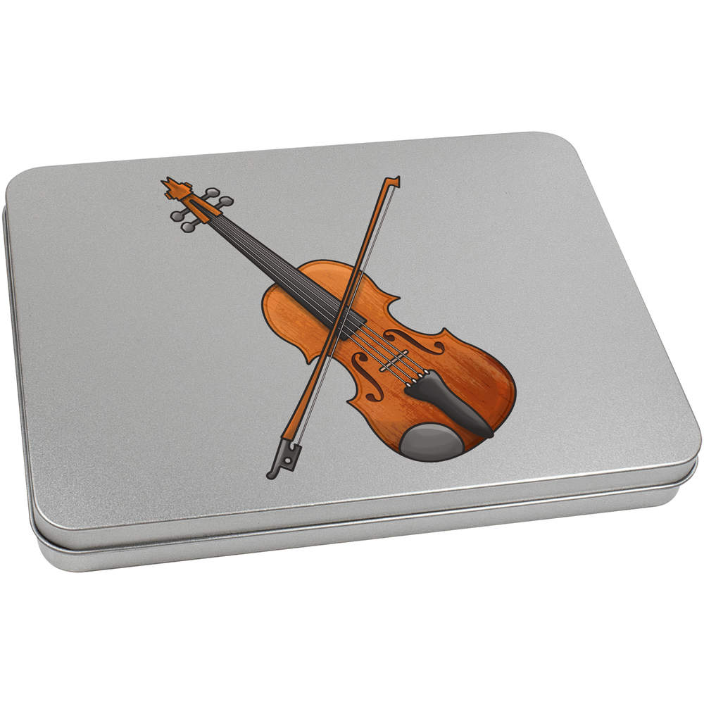 220mm 'Violin' Metal Hinged Tin / Storage Box (TT00108349)