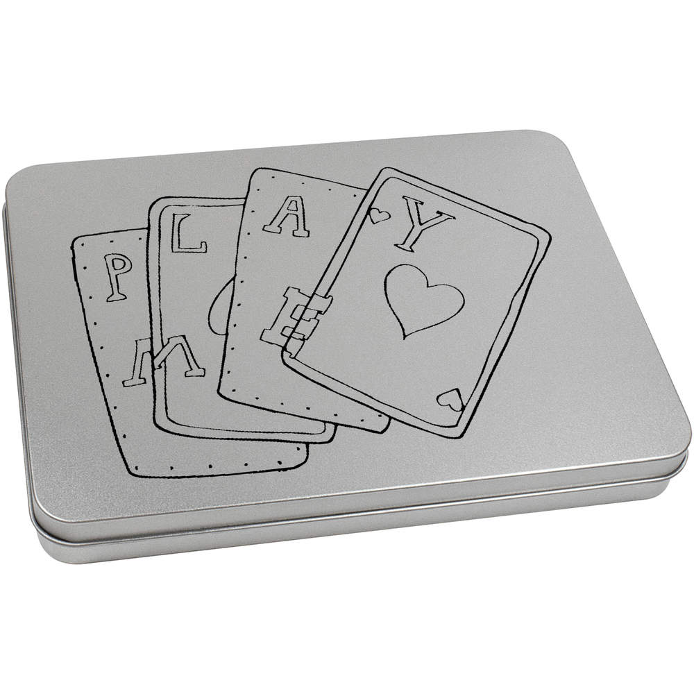 TT017225 'Ace Playing Cards' Metal Hinged Tin Storage Box 