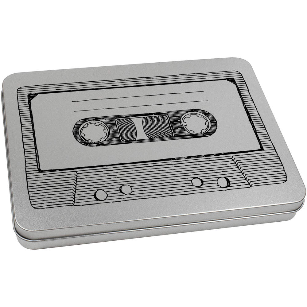 'Cassette Tape' Metal Hinged Storage Tin - 220mm x 160mm - Keepsake Box for Stationery, Crafts, Sweets and Small Gifts (TT00128412)