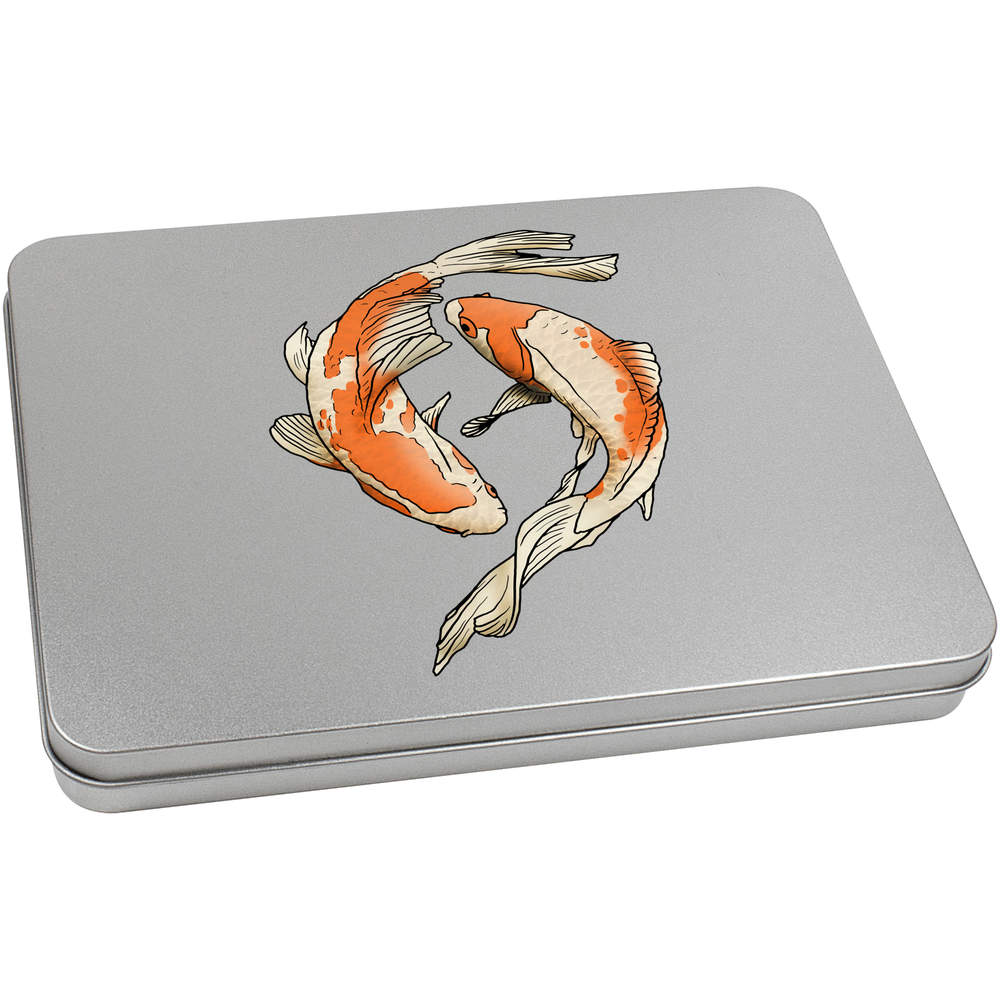 220mm 'Koi Carp' Metal Hinged Tin / Storage Box (TT00150182)