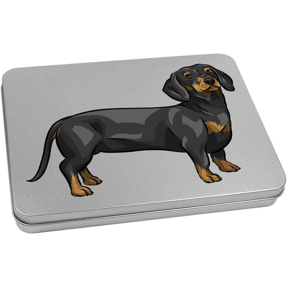 'Dachshund' Metal Hinged Storage Tin - 220mm x 160mm - Keepsake Box for Stationery, Crafts, Sweets and Small Gifts (TT00155579)