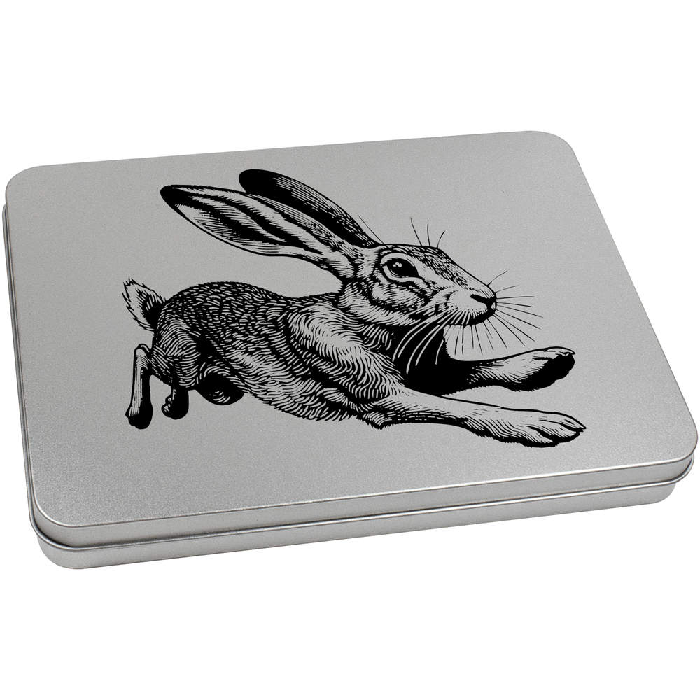 220mm 'Drawing of a Hare' Metal Hinged Tin / Storage Box (TT00233304)