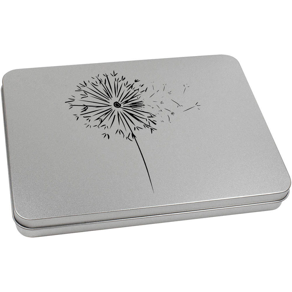 'Blowing Dandelion Clock' Metal Hinged Storage Tin - 220mm x 160mm - Keepsake Box for Stationery, Crafts, Sweets and Small Gifts (TT00244650)
