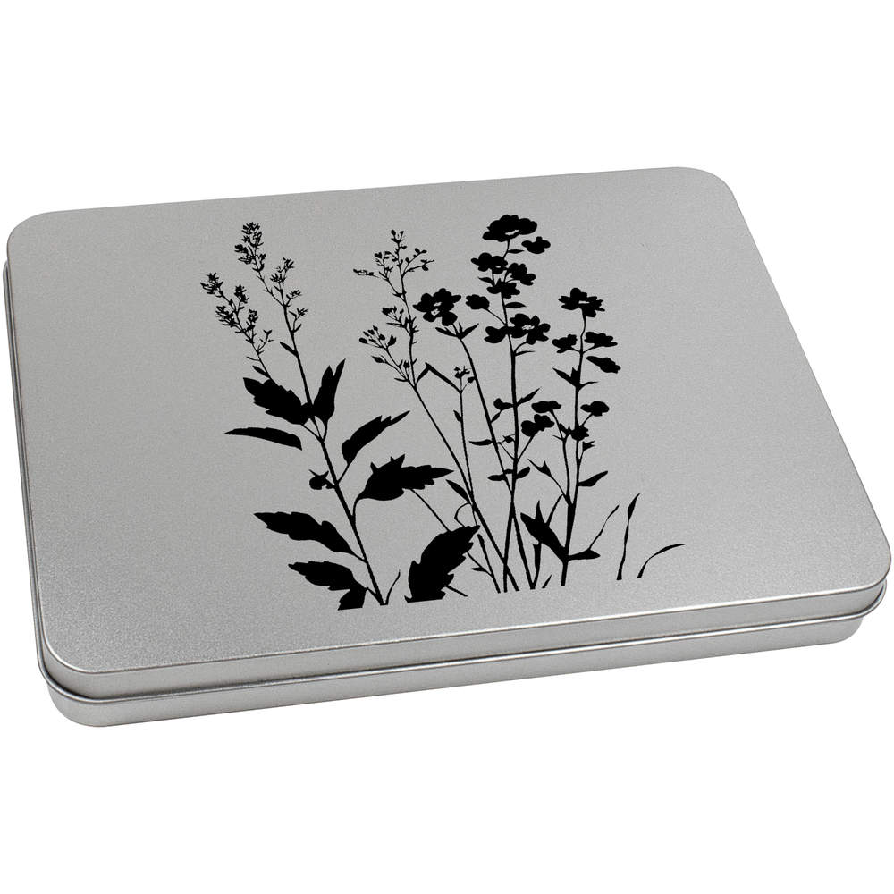 'Botanical Flowers' Metal Hinged Storage Tin - 220mm x 160mm - Keepsake Box for Stationery, Crafts, Sweets and Small Gifts (TT00265917)