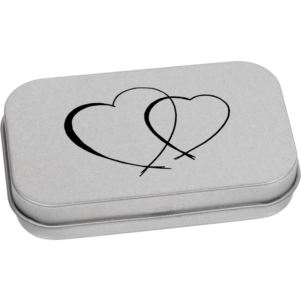 'Two Love Hearts' Metal Hinged Tin / Storage Box (TT000134)