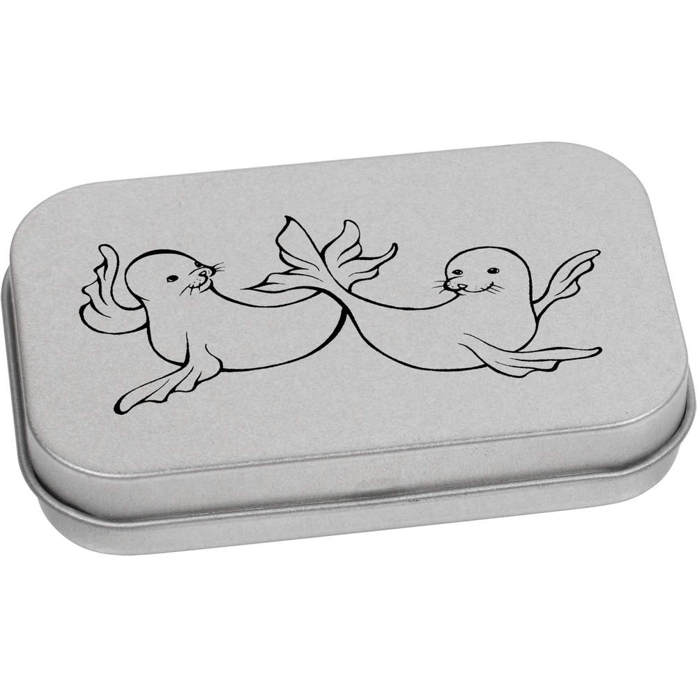 80mm 'Seals' Metal Hinged Tin / Storage Box (TT00002277)
