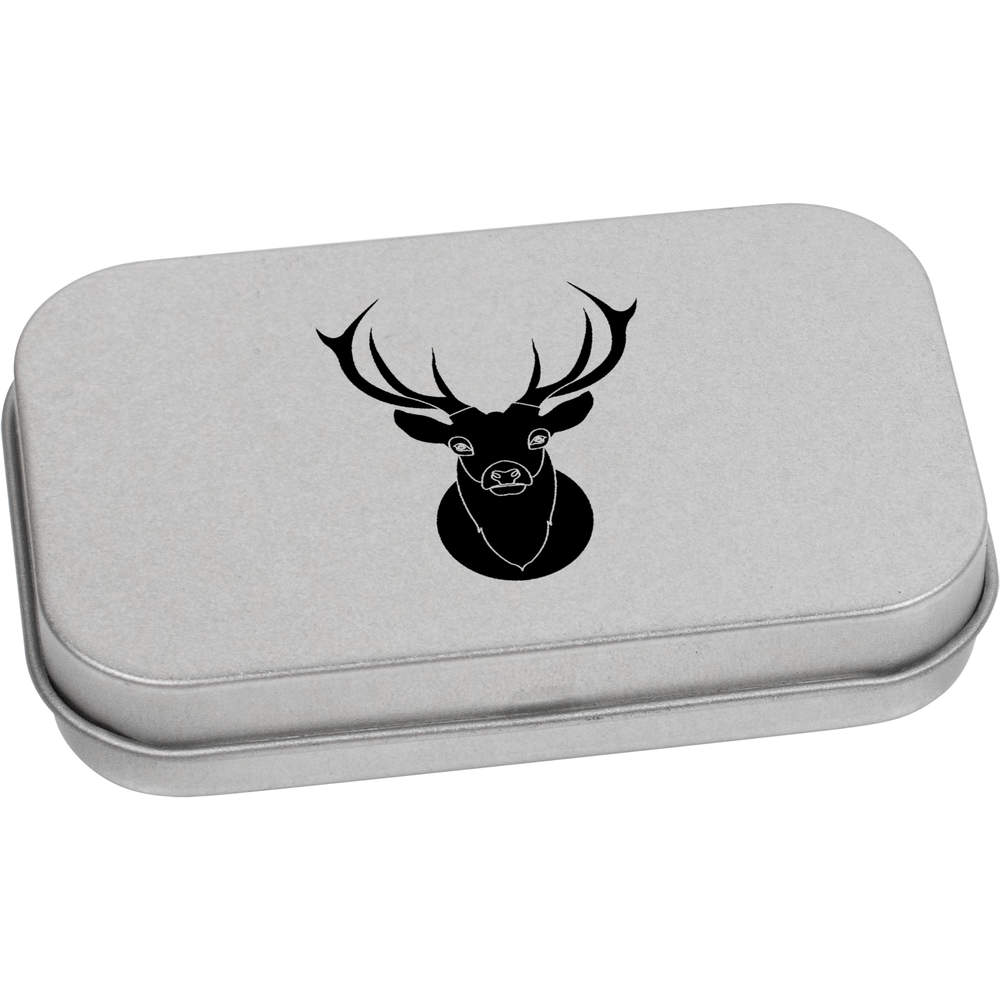 'Black Stag Head' Metal Hinged Tin / Storage Box (TT004735)