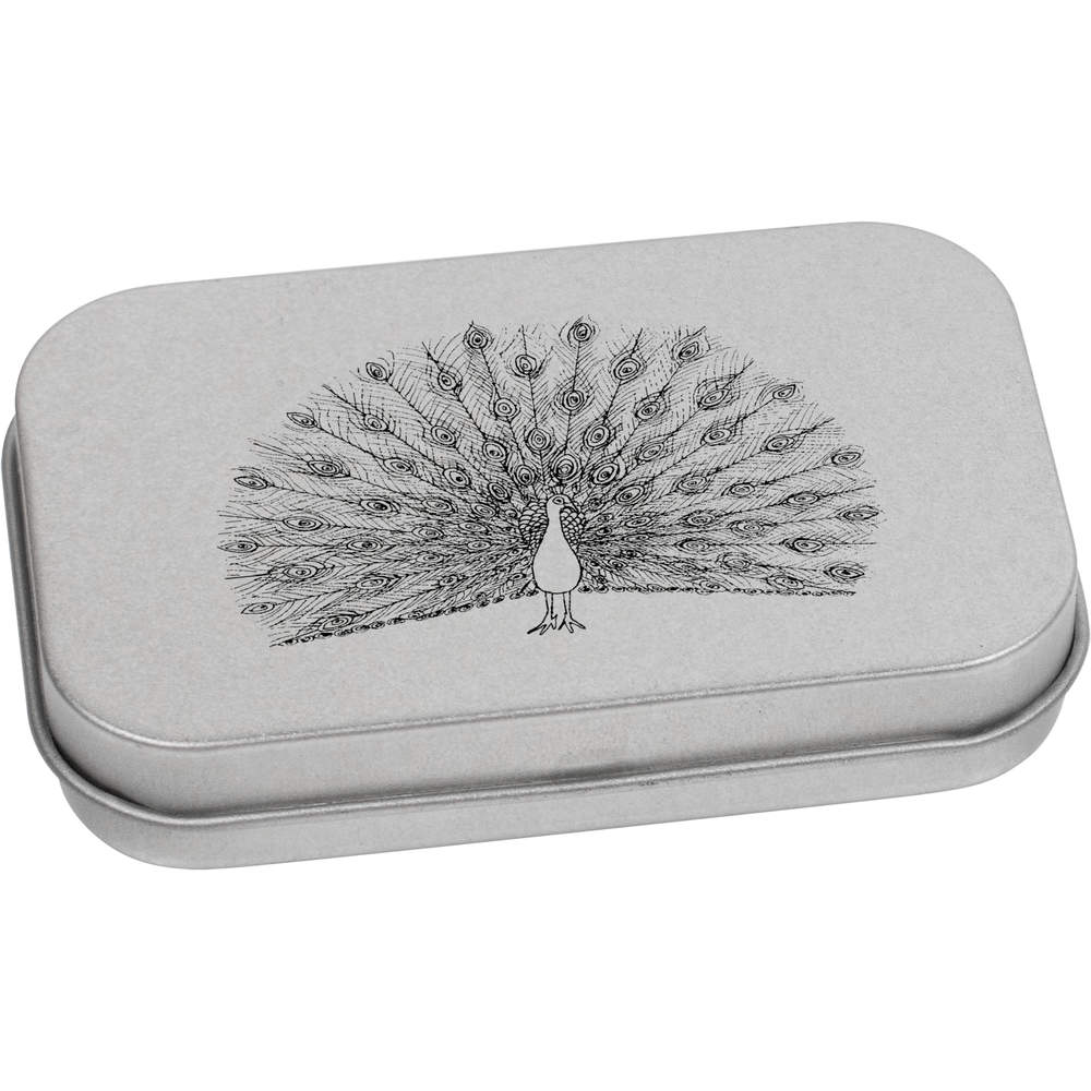 'Peacock' Metal Hinged Tin / Storage Box (TT006718)