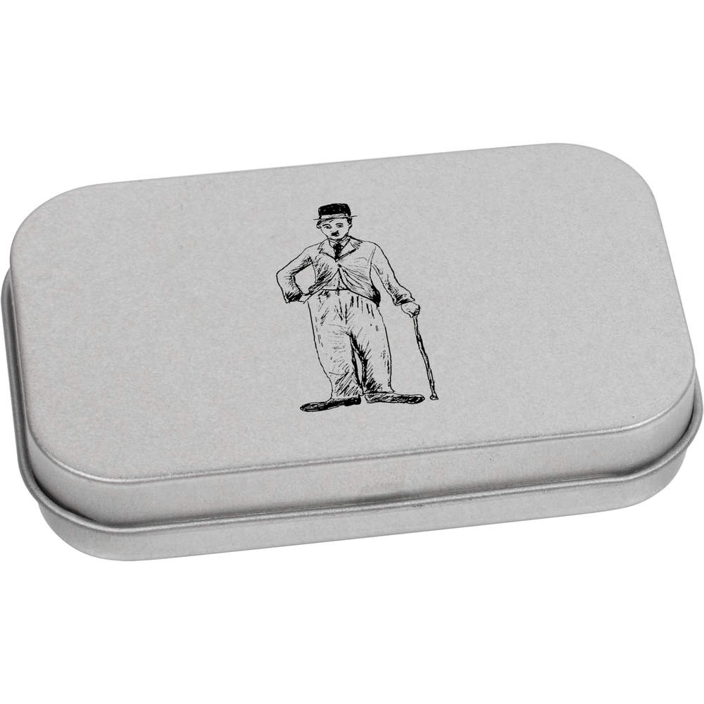 'Charlie Chaplin' Metal Hinged Storage Tin - 80mm x 50mm - Keepsake Box for Stationery, Crafts, Sweets and Small Gifts (TT00033963)