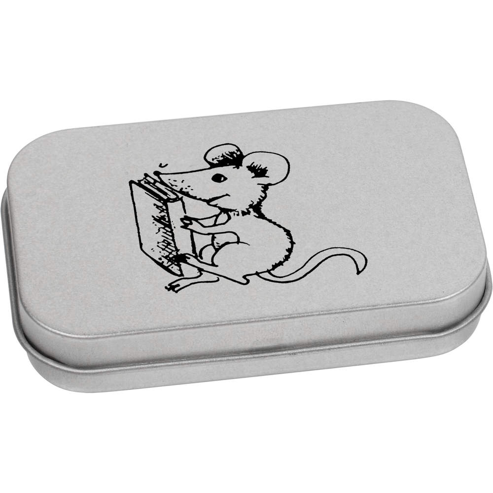 80mm 'Mouse With Book' Metal Hinged Tin / Storage Box (TT00042874)