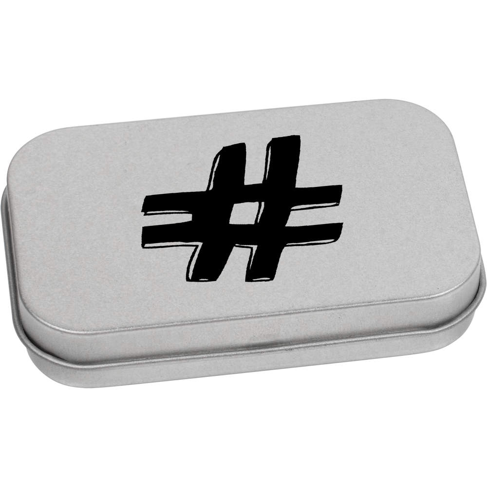 'Hash Tag' Storage / Stationery Tin - Metal Hinged Keepsake Box for Stationery, Crafts, Sweets and Gifts (TT012322)