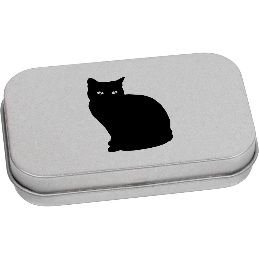 'Sitting Cat' Metal Hinged Tin / Storage Box (TT013568)