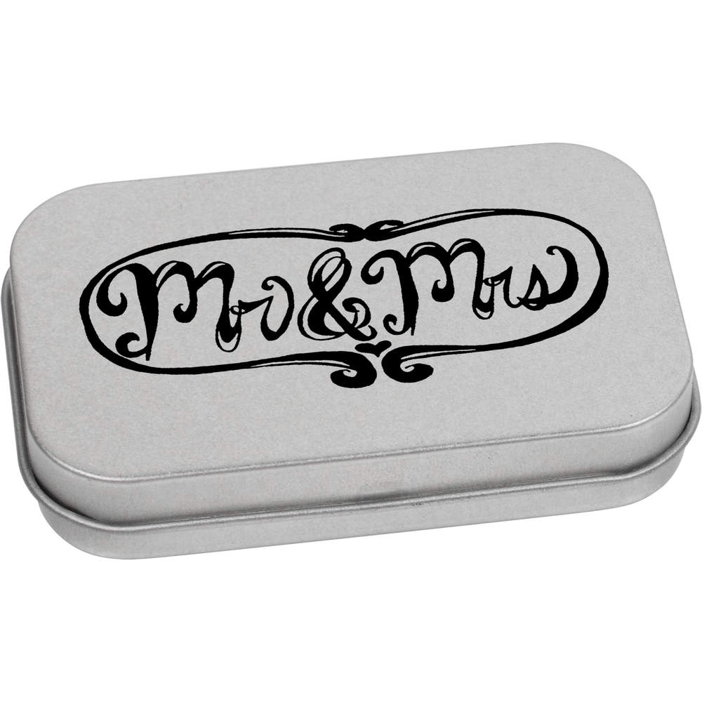 'Mr & Mrs' Storage / Stationery Tin - Metal Hinged Keepsake Box for Stationery, Crafts, Sweets and Gifts (TT014402)