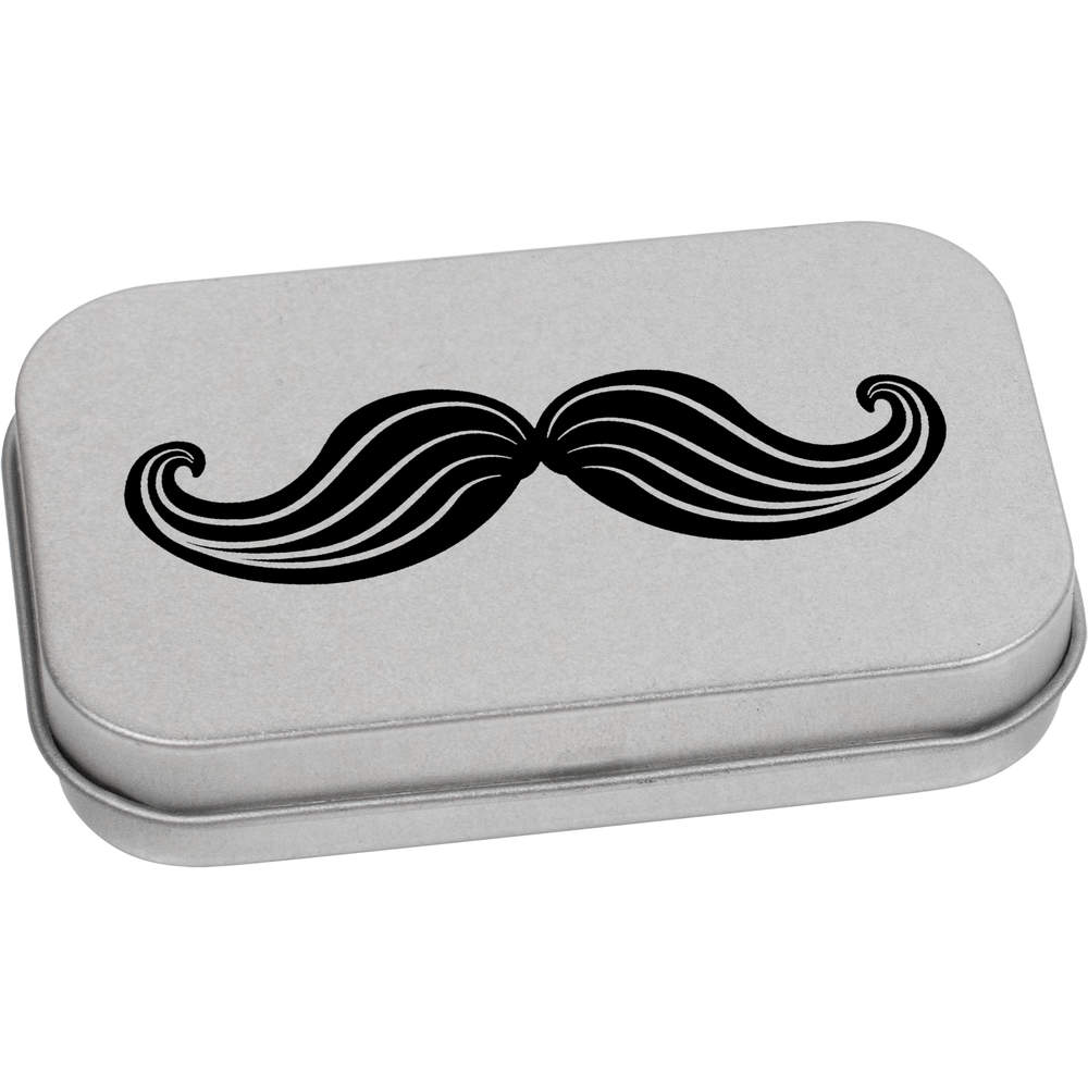 'Fancy Mustache' Metal Hinged Tin / Storage Box (TT016289)